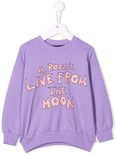Mini Rodini Kids Purple 'live From The Moon' Sweatshirt