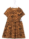 Mini Rodini Leopard-print Short-sleeved Dress In Neutrals