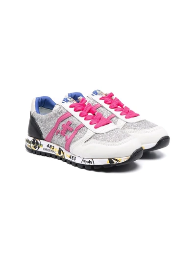 Premiata Kids' Logo-patch Panelled Leather Trainers In White