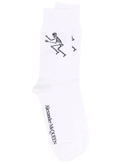 Alexander Mcqueen Logo Embroidered Socks In White
