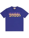 Gucci Mirror Logo-print Short-sleeve T-shirt In Blue