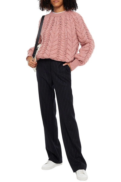 Brunello Cucinelli Cable-knit Cashmere Sweater In Baby Pink