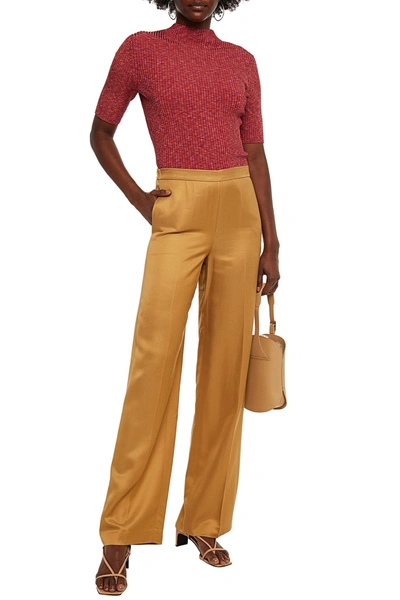 Theory Marled Ribbed-knit Turtleneck Jumper In Red