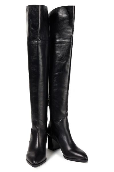 Stuart Weitzman Raylene Crinkled-leather Boots In Black