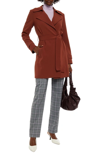 Theory Oaklane Belted Crepe Trench Coat In Brown