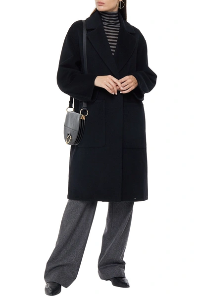 Vince Brushed Wool-blend Felt Coat In Black
