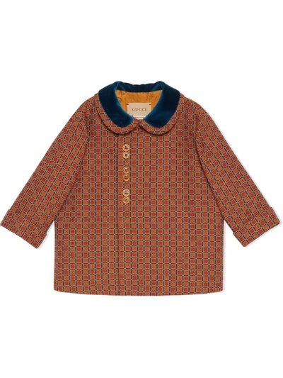 Gucci Babies' Patterned Monogram Coat In Blue