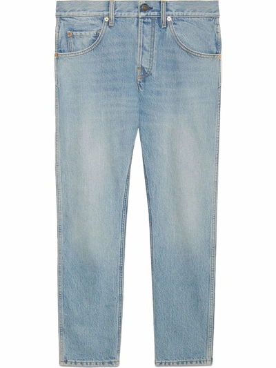 Gucci Tapered Denim Trousers In Light Blue