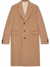 Gucci Single-breasted Camel Wool Coat In Neutrals