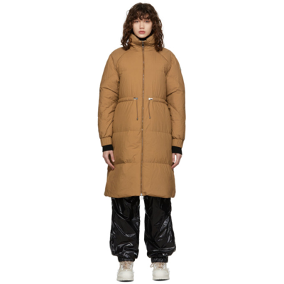 Moncler Citronnier Drawstring Quilted Down Coat In Beige