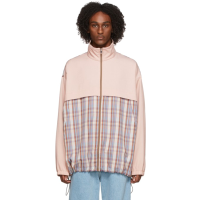 Acne Studios Checked Twill Jacket In Blossom Pink/lilac