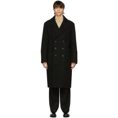 Ami Alexandre Mattiussi Black Double-face Felted Broadcloth Coat In 1 Black
