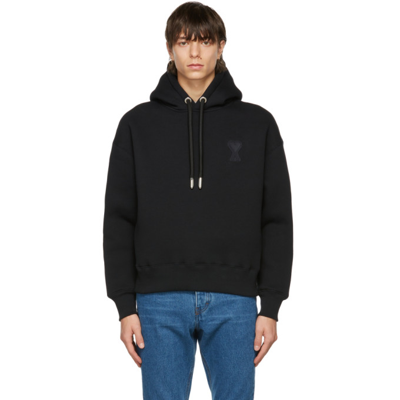 Ami Alexandre Mattiussi Black Ami De Coeur Technical Patch Hoodie