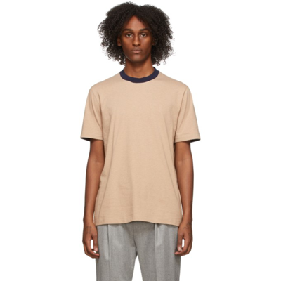 Brunello Cucinelli Tan & Navy Cotton T-shirt In Cs397 Medbr