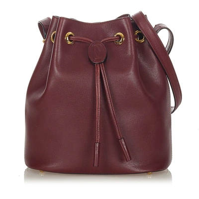 Cartier Must De Leather Bucket Bag In Burgundy | ModeSens