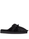 Suicoke Black Zavo Zeu Faux Fur Slippers In Black