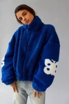 Urban Outfitters Uo Olivia Print Sherpa Jacket In Blue