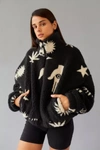 Urban Outfitters Uo Olivia Printed Sherpa Jacket In Washed Black