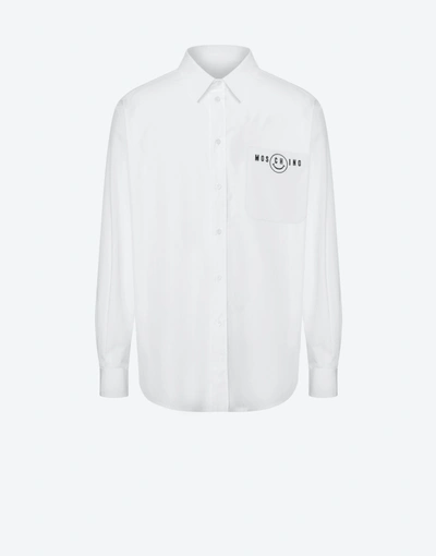 Moschino Bedrucktes Hemd Aus Baumwollpopeline In White