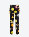 MOSCHINO STRETCH GABARDINE ALLOVER SUN SMILEY® PRINT TROUSERS