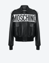 MOSCHINO NAPPA LEATHER BOMBER WITH LOGO