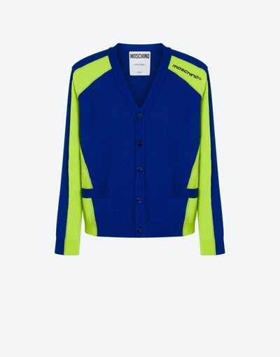 Moschino Two-tone Panelled Cardigan In Electric Blue