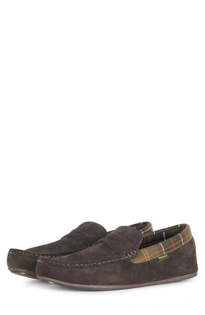 Barbour Men's Porterfield Plaid & Suede Loafers In Brown