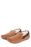 Barbour Men's Monty Faux-shearling Moc-toe Slippers In Camel Suede