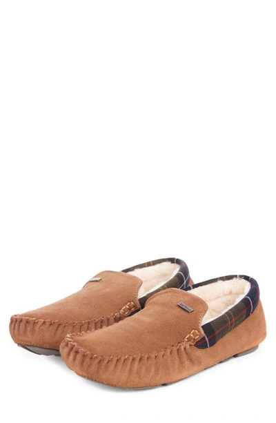 Barbour Men's Monty Faux-shearling Moc-toe Slippers In Camel