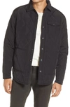 Schott Quilted Down Shirt Jacket In Black
