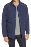 Schott Quilted Down Shirt Jacket In Navy