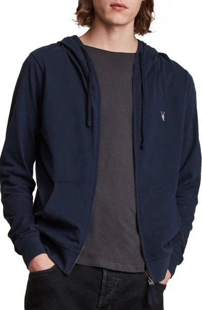 Allsaints Brace Zip Hoodie In Fairbank Navy