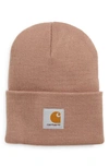 Carhartt Mens Earthy Pink Acrylic Watch Brand-patch Knitted Beanie Hat In Earthy Pink