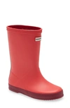 Hunter Kids' First Classic Waterproof Rain Boot In Red Chill / Hayes Burgundy