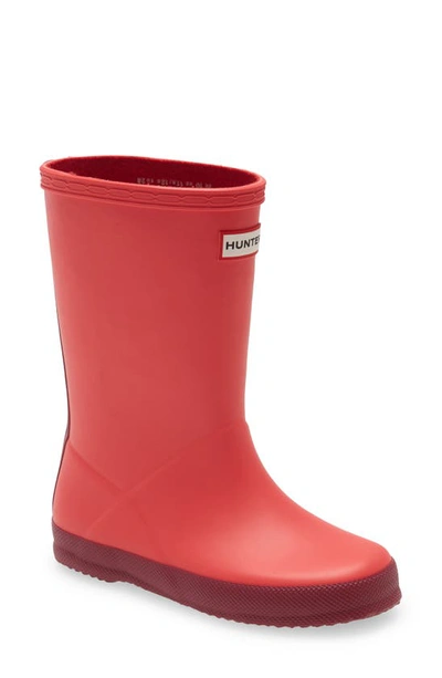 Hunter Kids' First Classic Waterproof Rain Boot In Red Chill / Hayes Burgundy