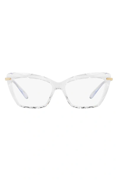 Dolce & Gabbana 53mm Cat Eye Optical Glasses In Crystal/ Gold