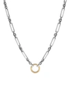 David Yurman 4.5mm Lexington Amulet Vehicle Necklace In Silver And 18k Gold In Silver