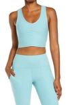 Zella Restore Soft Lounge Longline Bra In Teal Sky