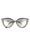 Tom Ford 57mm Cat Eye Sunglasses In Sblk/ Smkmr