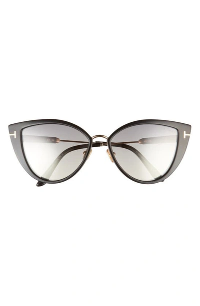 Tom Ford 57mm Cat Eye Sunglasses In Sblk/ Smkmr