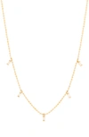 STONE AND STRAND BAGUETTE DIAMOND CHARM NECKLACE,DIA-248-N-10K-YG-WD