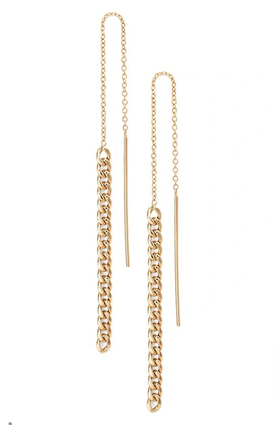 Zoë Chicco Curb Chain Threader Earrings In Yellow Gold