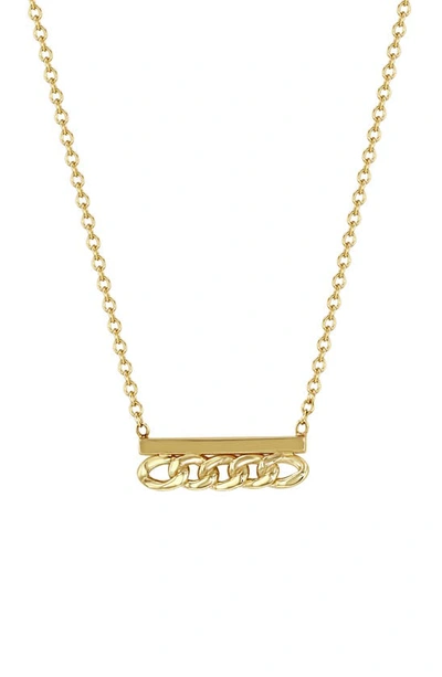 Zoë Chicco Curb Chain Bar Pendant Necklace In 14k Yg