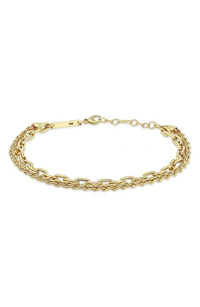 Zoë Chicco Rope & Oval Double Strand Bracelet In 14k Yellow Gold