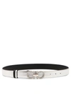 Ferragamo Reversible Gancini Calfskin Leather Belt In Silver