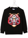 Marcelo Burlon County Of Milan Boys Black Kids Tiger Graphic-print Cotton-blend Sweatshirt 4-12 Years 10 Years In Black/coral Red