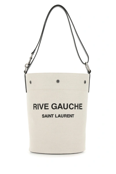 Saint Laurent Two-tone Canvas And Leather Medium Rive Gauche Bucket Bag Nd  Donna Tu