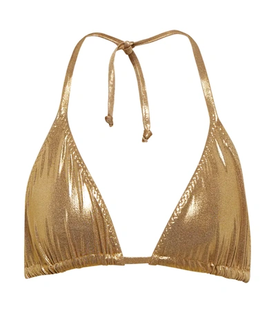 Norma Kamali Lamé Triangle Bikini Top In Gold