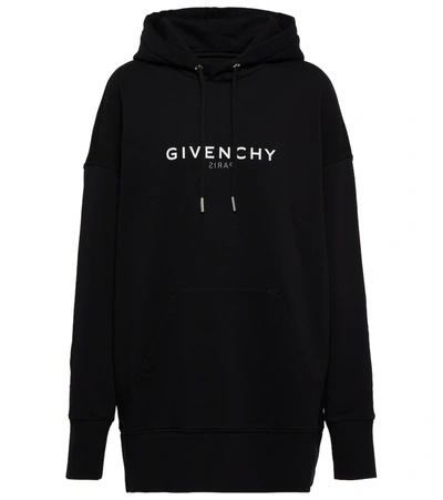 Givenchy Logo Cotton Oversized Hoodie In Black  