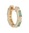 Sydney Evan Huggie 14kt Yellow Gold Embellished Earrings In Yellow Gold/emerald